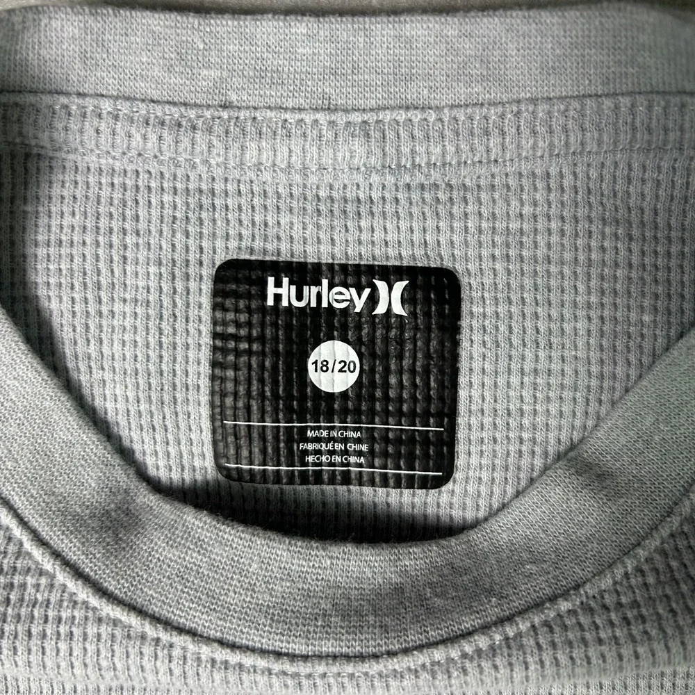 Hurley Shirt Boys 18/20 Gray Thermal Long Sleeve Shirt - Picture 2 of 8